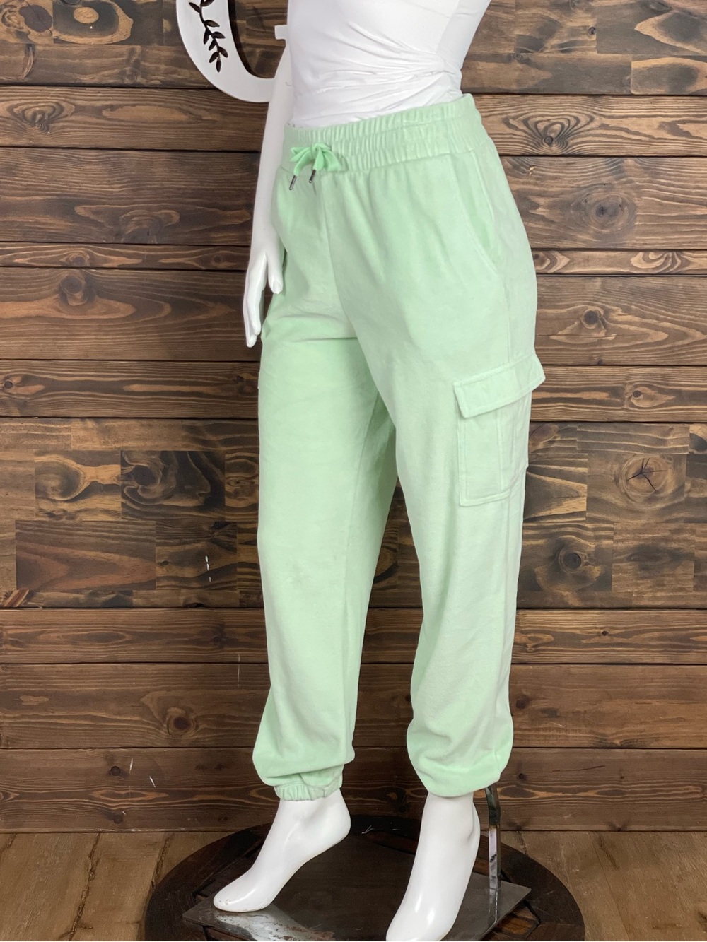 RSQ | Light Mint Green Cargo Joggers Terrycloth Utility Pockets